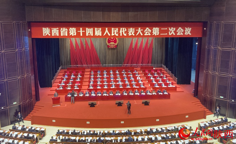 陜西省第十四屆人民代表大會第二次會議現(xiàn)場。人民網(wǎng) 吳德鋒攝